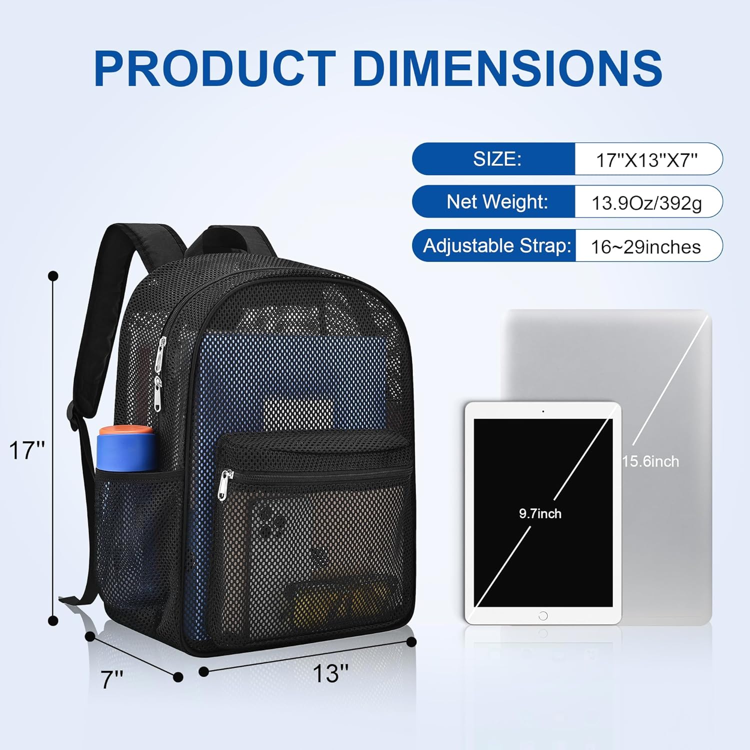 Heavy Duty Semi-Transparent Mesh Backpack, See Through College Student Backpack,  V1258-DP02-F-530