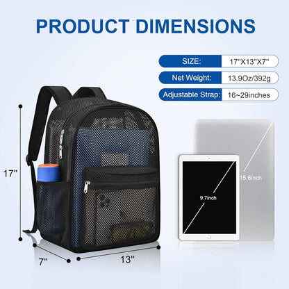 Heavy Duty Semi-Transparent Mesh Backpack, See Through College Student Backpack,  V1258-DP02-F-530