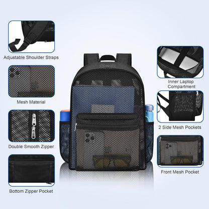Heavy Duty Semi-Transparent Mesh Backpack, See Through College Student Backpack,  V1258-DP02-F-530