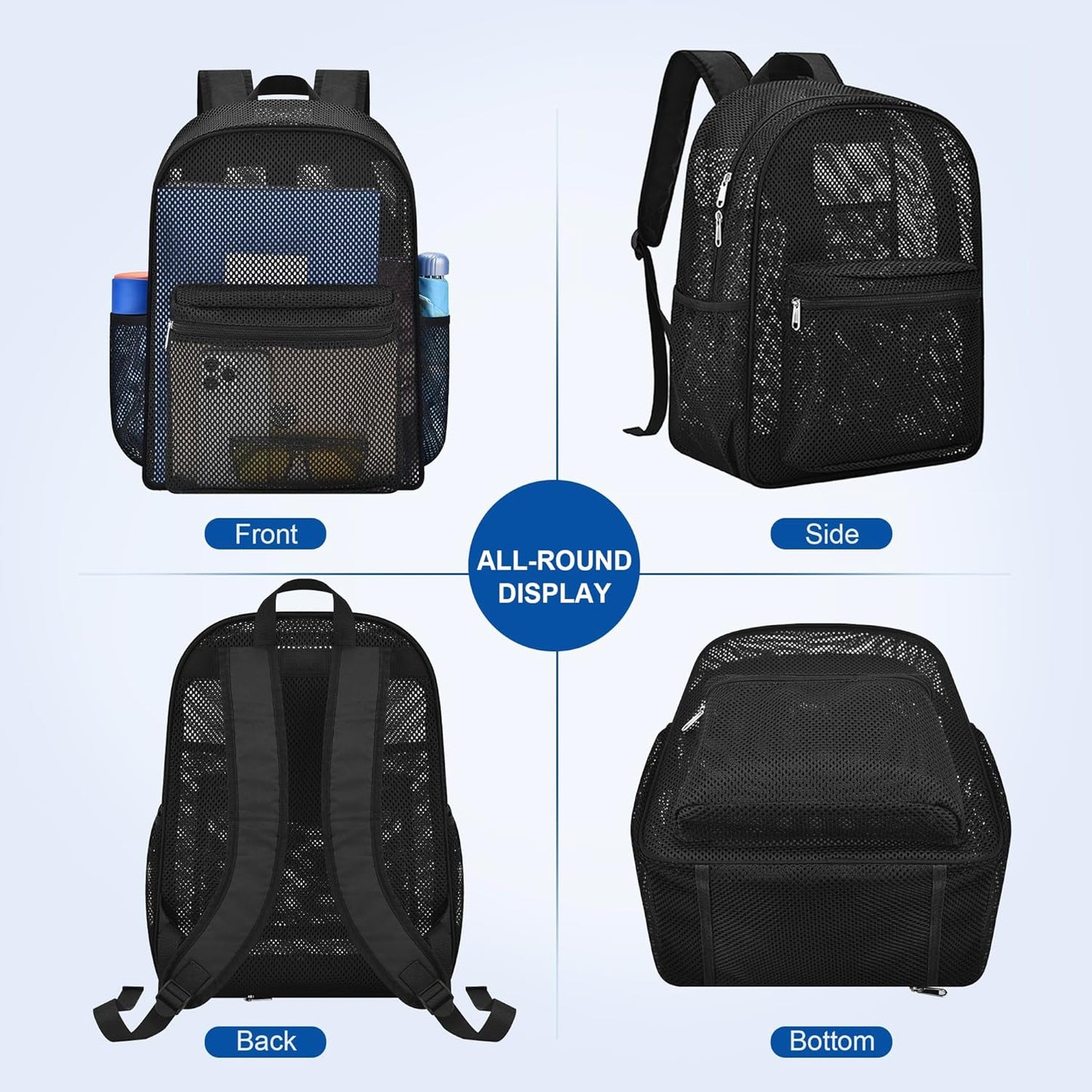 Heavy Duty Semi-Transparent Mesh Backpack, See Through College Student Backpack,  V1258-DP02-F-530