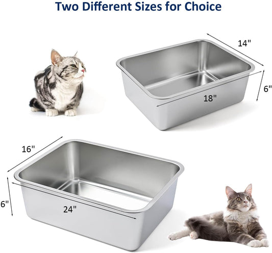 Stainless Steel Cat Litter Box, High Sides Kitten Toilet, Top Open Pet Tray, Non-Stick, Odorless, V1258-DP02-F-537