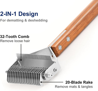 Dog Tie-Out Stake and 2-in-1 Shedding Grooming Tool V1258-DP02-F-542