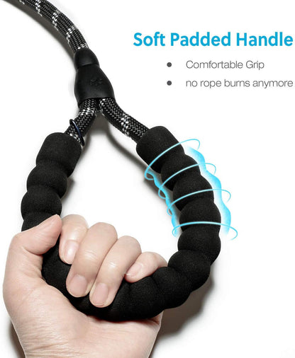 5 FT Strong Dog Leash with Comfortable Foam Handle and Highly Reflective Threads with Metal Clasp and Rubber V1258-DP02-F-545