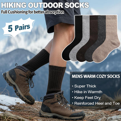 Men Merino Wool Socks Super Thick Thermal Hiking Winter Warm Boot Heavy Soft Cozy Socks for Cold Weather V1258-DP02-F-556