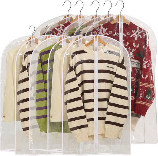 All Clear Garment Bags for Hanging Clothes, 40" Suit Bags for Closet Storage, Plastic Dtproof Suit Cover V1258-DP02-F-560