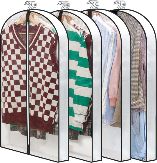 40" Clear Garment Bags for Hanging Clothes, 4" Gseted Suit Bags for Closet Storage, Hanging Clothes Storage V1258-DP02-F-562