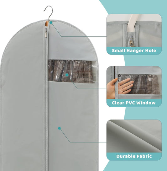 4 Pack - 65" Dress Garment Bags for Hanging Clothes, Dress Bags for Gowns Long, Foldable Long Garment Bag V1258-DP02-F-563