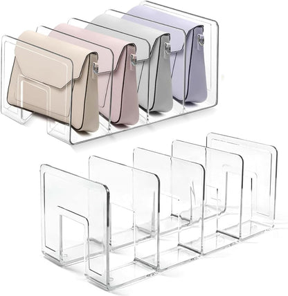 2 Pcs Acrylic Clear Purse Storage Organizers, 4 Sections Dividers in Bedroom Office (bright) V1258-DP02-F-564