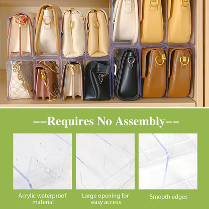 2 Pcs Acrylic Clear Purse Storage Organizers, 4 Sections Dividers in Bedroom Office (bright) V1258-DP02-F-564