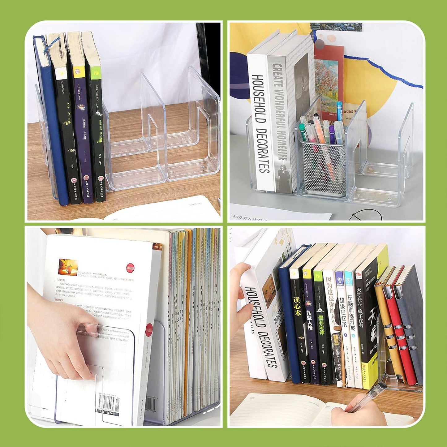 2 Pcs Acrylic Clear Purse Storage Organizers, 4 Sections Dividers in Bedroom Office (bright) V1258-DP02-F-564