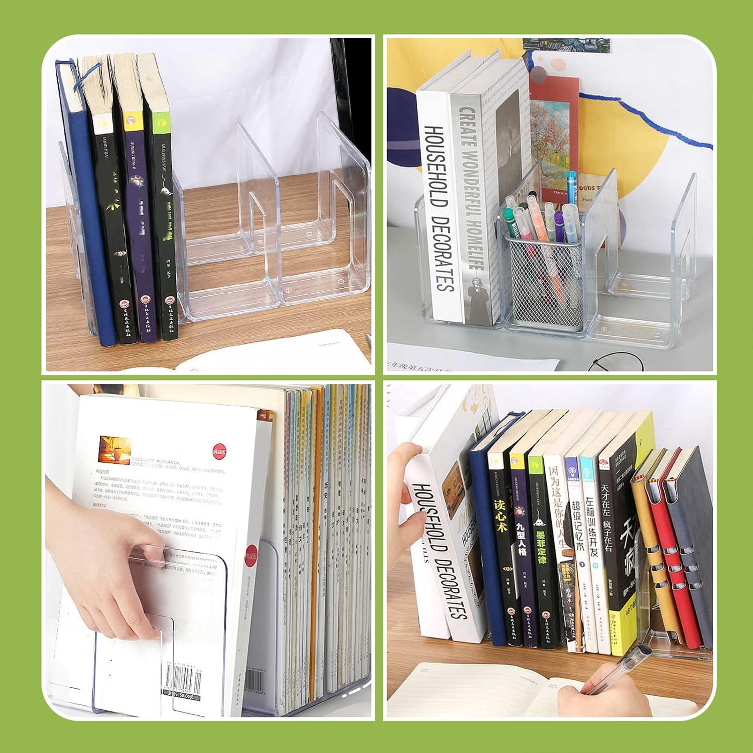 2 Pcs Acrylic Clear Purse Storage Organizers, 4 Sections Dividers in Bedroom Office (bright) V1258-DP02-F-564