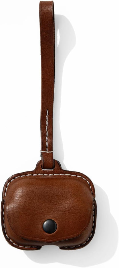 Leather Case Cover Earbud Case Strap String Compatible with Wireless Charging Case Brown V1258-DP02-F-565