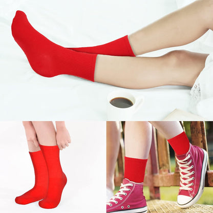 20 Pairs Womens Socks, Solid Color Crew Socks Colorful Lightweight Cotton Athletic Socks V1258-DP02-F-569