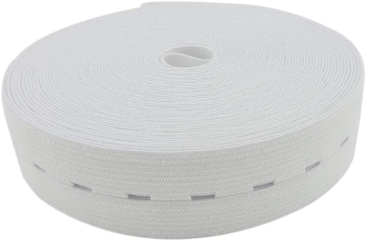 1 Inch by 32 Yard White Buttonhole Elastic Band Heavy Stretch High Elasticity Knit Elastic Band V1258-DP02-F-571