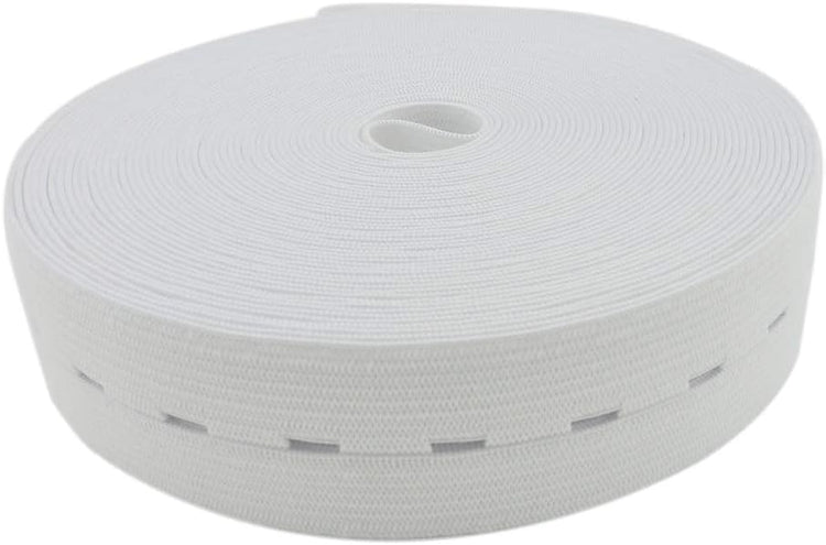 1 Inch by 32 Yard White Buttonhole Elastic Band Heavy Stretch High Elasticity Knit Elastic Band V1258-DP02-F-571