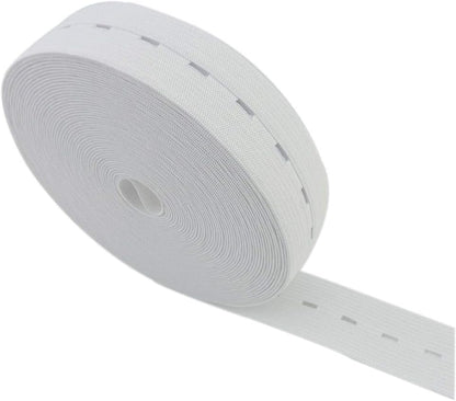 1 Inch by 32 Yard White Buttonhole Elastic Band Heavy Stretch High Elasticity Knit Elastic Band V1258-DP02-F-571
