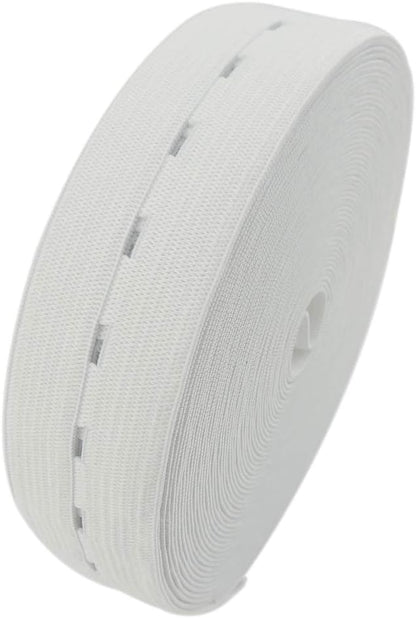 1 Inch by 32 Yard White Buttonhole Elastic Band Heavy Stretch High Elasticity Knit Elastic Band V1258-DP02-F-571