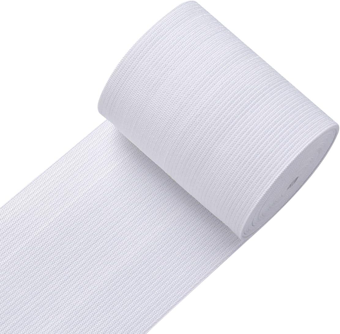 Knit Elastic Bands for Sewing White Heavy Stretch High Elasticity Flat Elastic Cord 3 Inch Wide Braided V1258-DP02-F-572