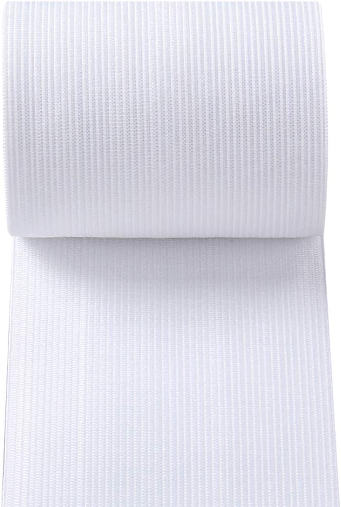 Knit Elastic Bands for Sewing White Heavy Stretch High Elasticity Flat Elastic Cord 3 Inch Wide Braided V1258-DP02-F-572