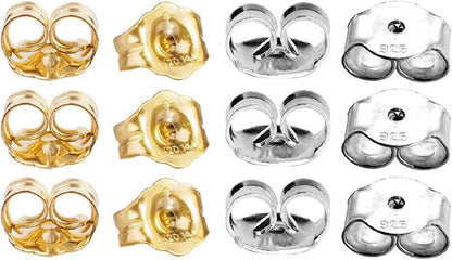 14K Gold 925 Sterling Silver Earring Backs Pierced Earring Backing Hypoallergenic Butterfly Ear Stud Backs V1258-DP02-F-574
