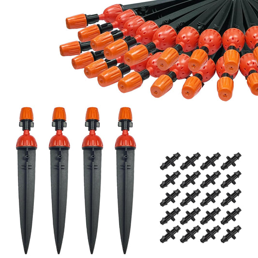 Irrigation Drippers 30pcs Drip Emitters for 1/4 Inch with Straight Coupling 360 Degree Micro Sprinkler V1258-DP02-F-576