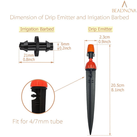 Irrigation Drippers 30pcs Drip Emitters for 1/4 Inch with Straight Coupling 360 Degree Micro Sprinkler V1258-DP02-F-576