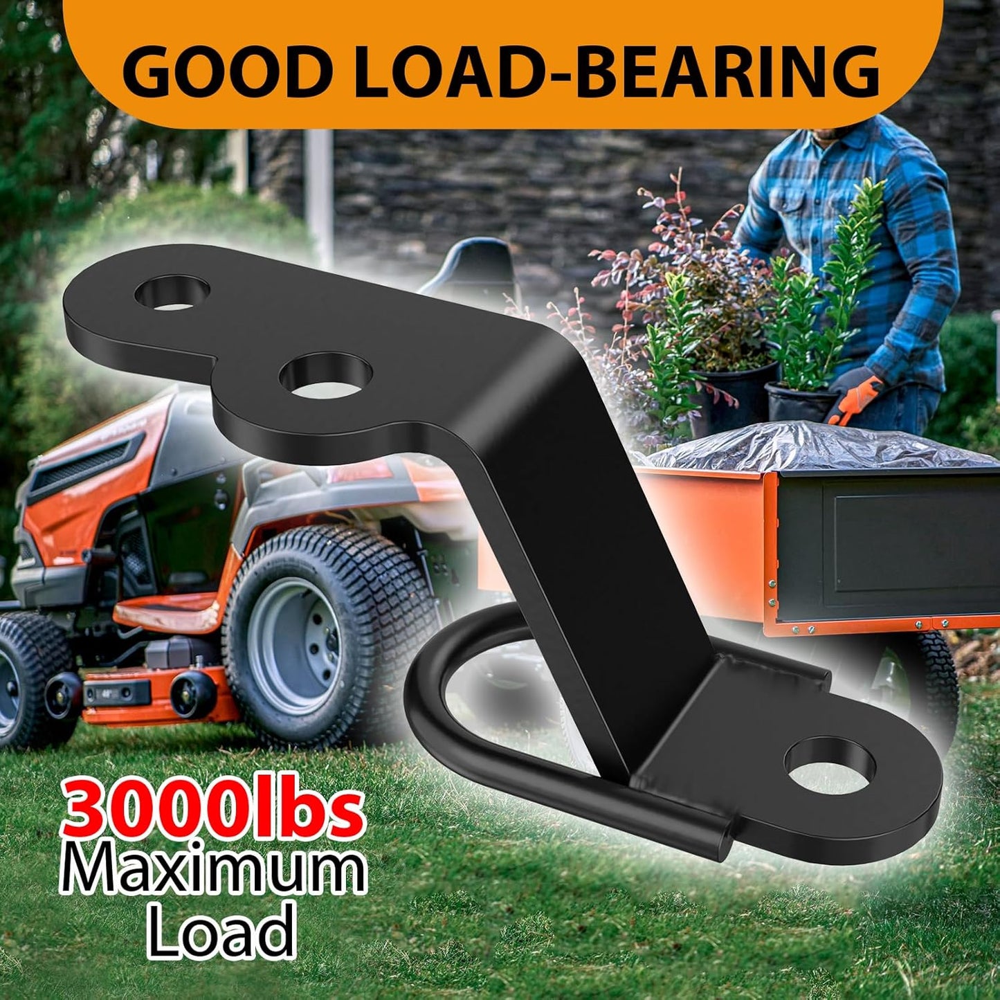ATV/UTV Three-Way Hitch, Heavy Duty Universal ATV Hitch Attachments, 3000lbs Maximum Load V1258-DP02-F-581