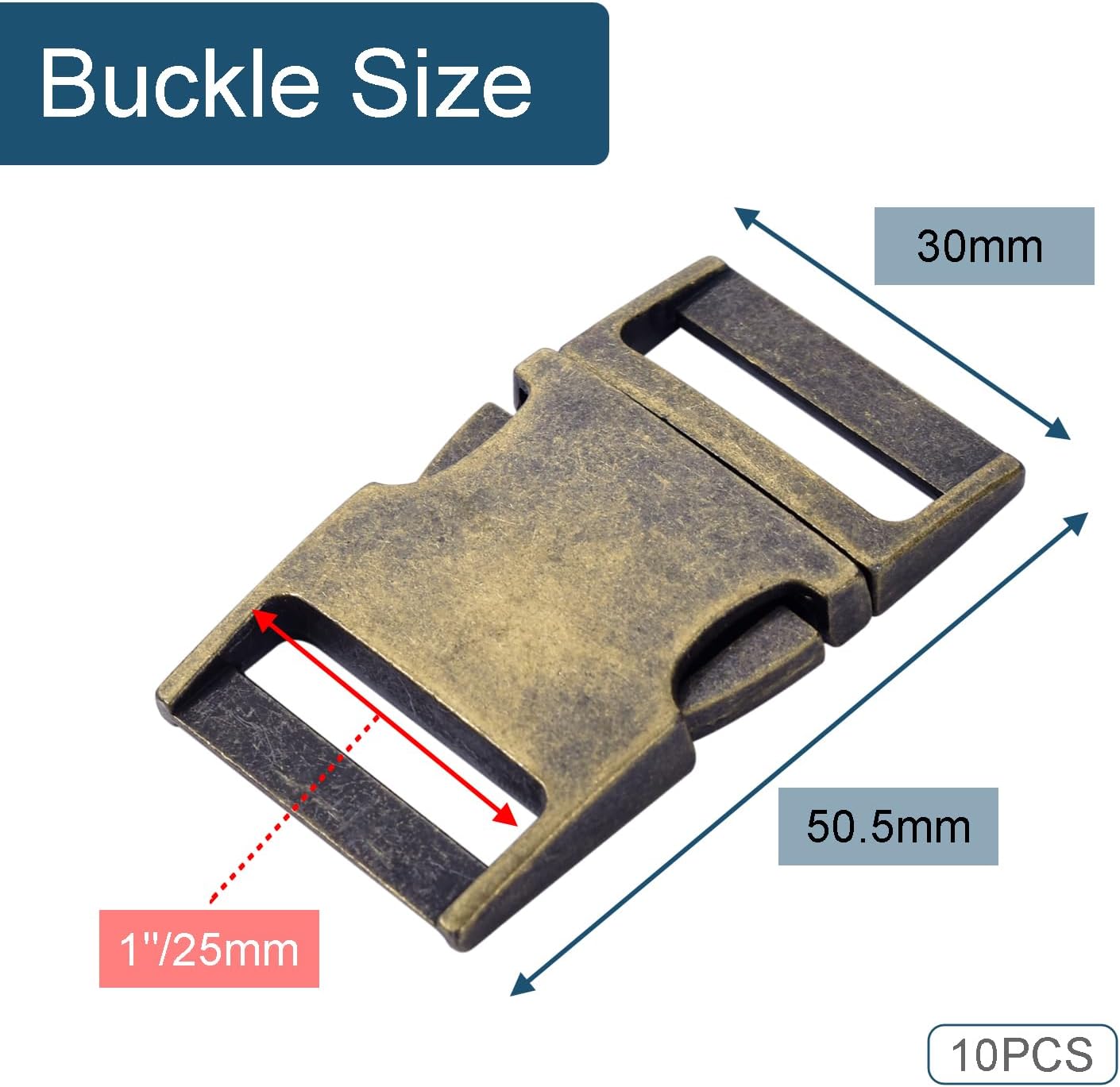 CooBigo 10 Pack Bulk Dog Collar Hardware Metal Buckle 1 inch Webbing Backpack Buckle Replacement Backpack V1258-DP02-F-59