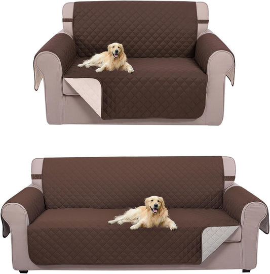 UNICE Home Reversible Sofa Cover Bundle Loveseat Cover(Sofa+Loveseat Small, Coffee) V1258-DP02-F-593