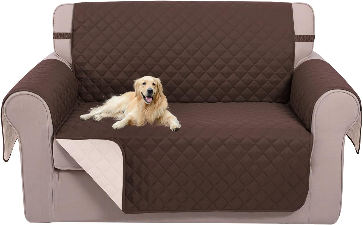 UNICE Home Reversible Sofa Cover Bundle Loveseat Cover(Sofa+Loveseat Small, Coffee) V1258-DP02-F-593