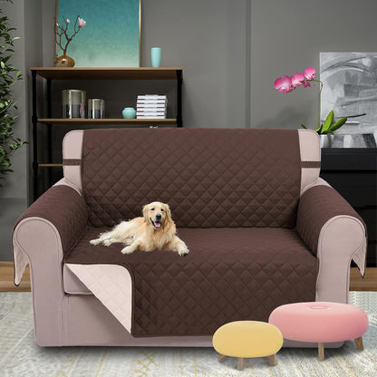 UNICE Home Reversible Sofa Cover Bundle Loveseat Cover(Sofa+Loveseat Small, Coffee) V1258-DP02-F-593