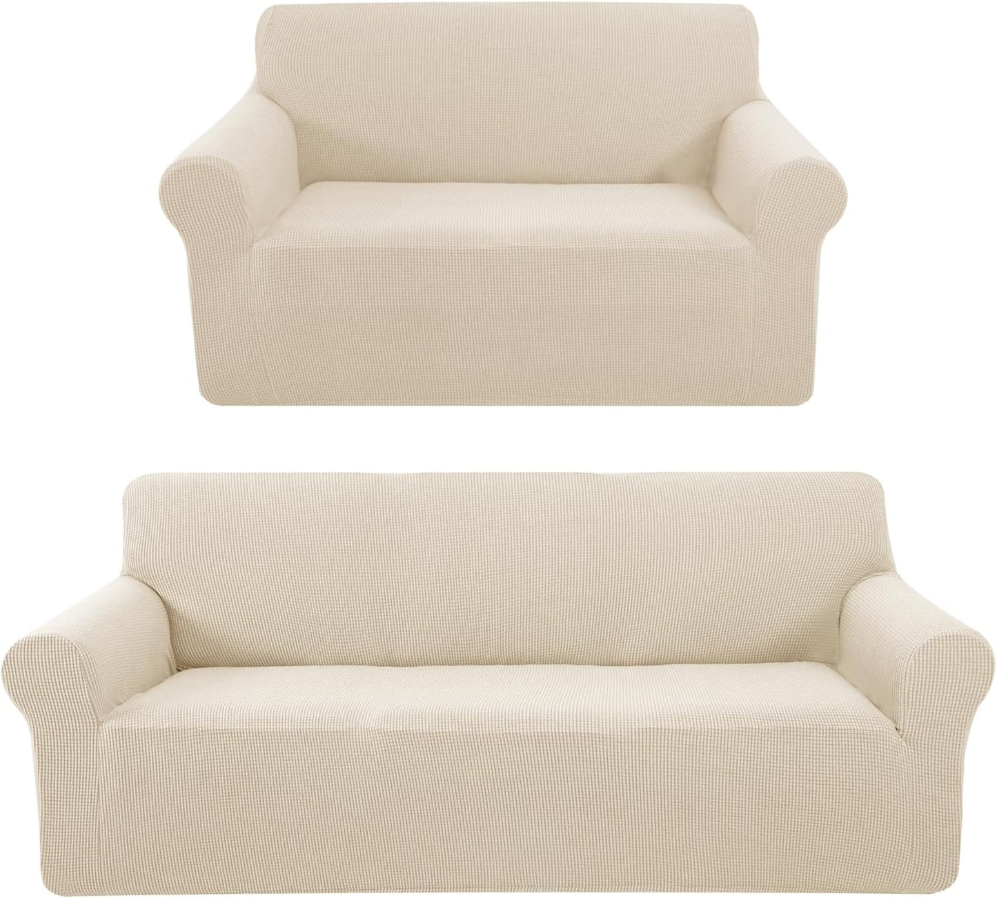 Stretch Couch Cover Sofa Bundles loveseat (Beige) V1258-DP02-F-595