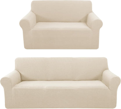 Stretch Couch Cover Sofa Bundles loveseat (Beige) V1258-DP02-F-595