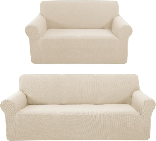 Stretch Couch Cover Sofa Bundles loveseat (Beige) V1258-DP02-F-595