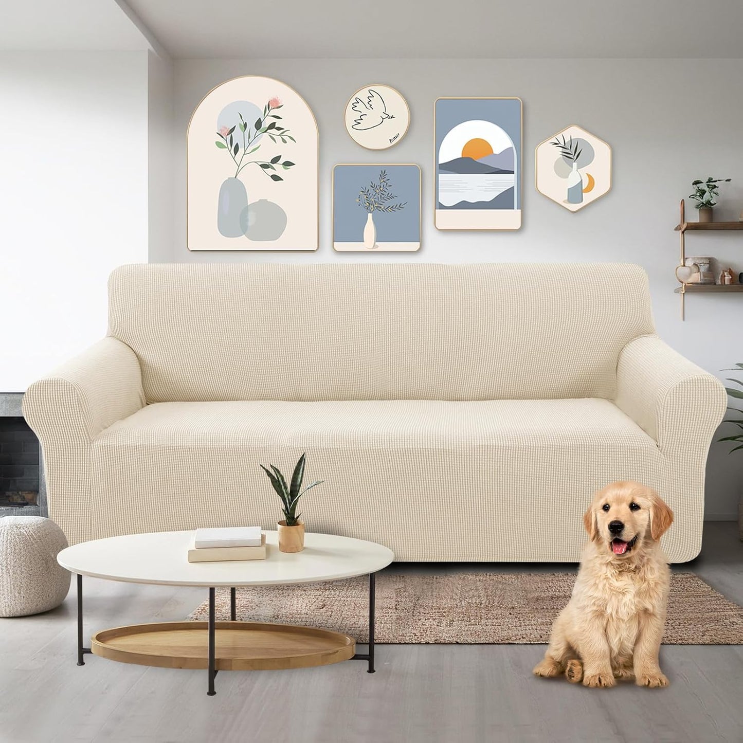 Stretch Couch Cover Sofa Bundles loveseat (Beige) V1258-DP02-F-595