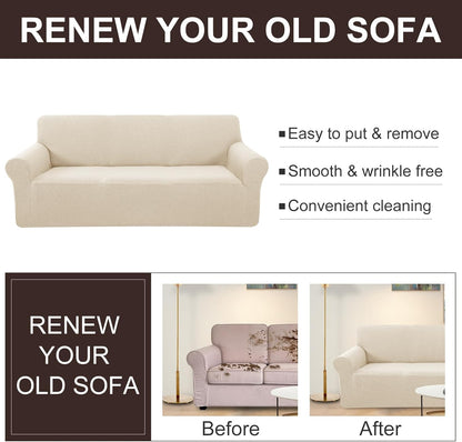 Stretch Couch Cover Sofa Bundles loveseat (Beige) V1258-DP02-F-595