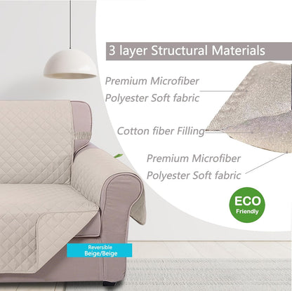 UNICE Home Reversible Sofa Cover Bundle Loveseat Cover(Sofa+Loveseat, Beige) V1258-DP02-F-596