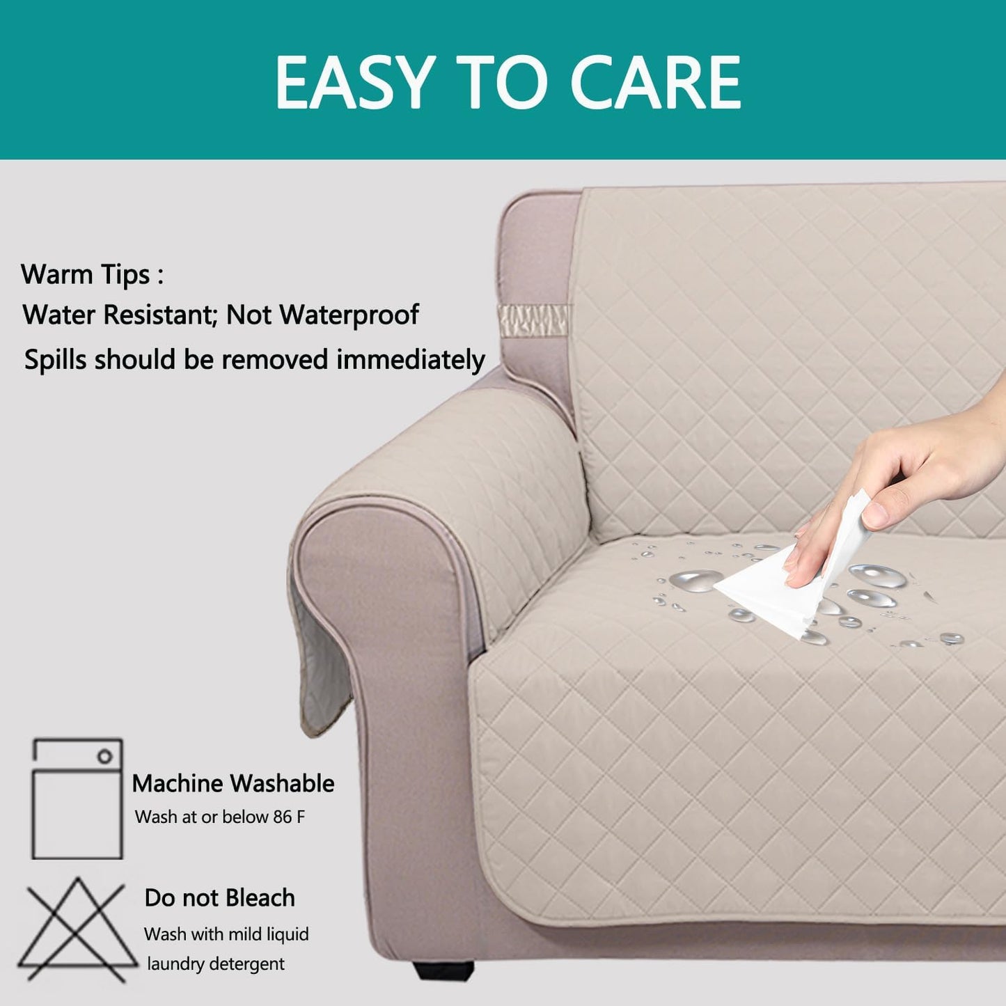 UNICE Home Reversible Sofa Cover Bundle Loveseat Cover(Sofa+Loveseat, Beige) V1258-DP02-F-596