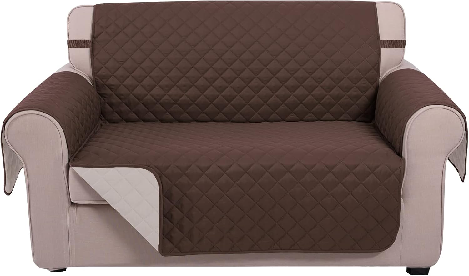 UNICE Home Reversible Loveseat Cover Bundle Oversized Couch Cover(XL Sofa+Loveseat, Coffee) V1258-DP02-F-597