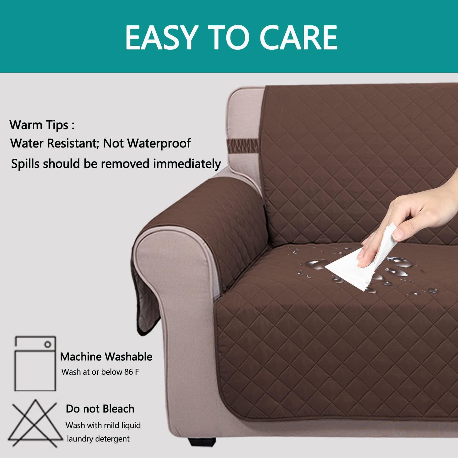 UNICE Home Reversible Loveseat Cover Bundle Oversized Couch Cover(XL Sofa+Loveseat, Coffee) V1258-DP02-F-597