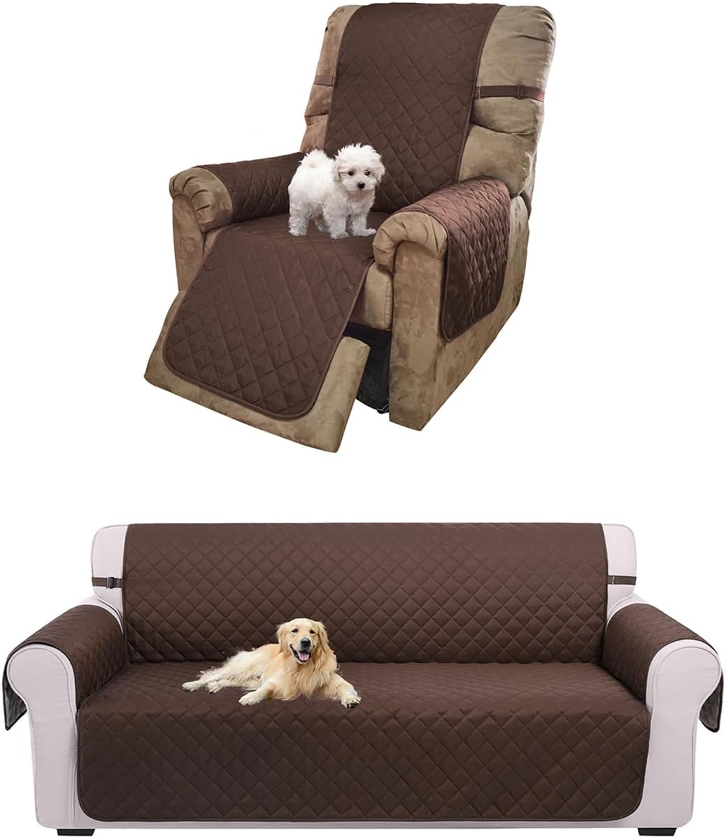 UNICE Home Reversible Sofa Cover Bundle Chair Cover(Sofa+Chair, Coffee) V1258-DP02-F-603
