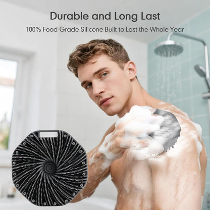 Silicone Body Scrubber with Foaming Effect, Food-Grade Safe, Pink, Soft Dense Bristles for Deep Cleansing V1258-DP02-F-608