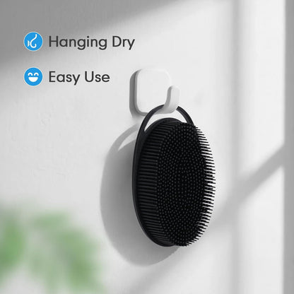 Silicone Body Scrubber for Shower, Dual-Sided Exfoliating Brh, Massage and Deep Cleanse, Black and Blue, 2 V1258-DP02-F-609