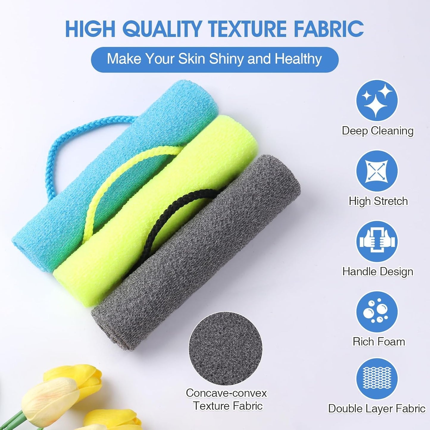 3 Pcs Exfoliating Net Sponge Body Scrubber Bath Towel V1258-DP02-F-610
