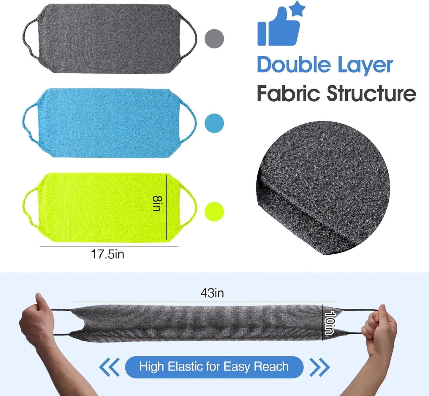 3 Pcs Exfoliating Net Sponge Body Scrubber Bath Towel V1258-DP02-F-610