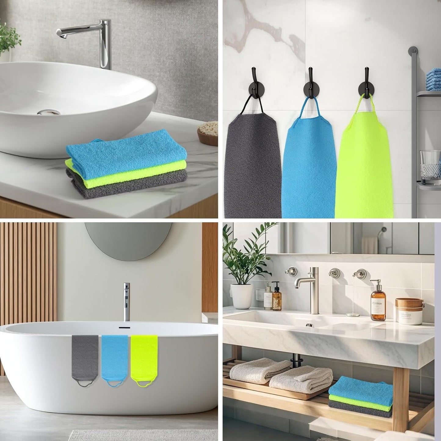 3 Pcs Exfoliating Net Sponge Body Scrubber Bath Towel V1258-DP02-F-610