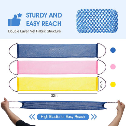 3 Pcs African Net Bath Sponge Double Layer Exfoliating Washcloth Body Scrubber with Handle for Adult and Kids V1258-DP02-F-611