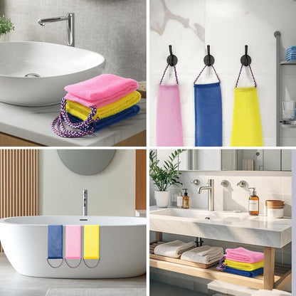 3 Pcs African Net Bath Sponge Double Layer Exfoliating Washcloth Body Scrubber with Handle for Adult and Kids V1258-DP02-F-611