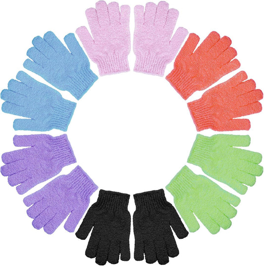 6 Pairs Exfoliating Bath Gloves Mitt Body Scrubber for Shower, Spa, Massage, Dead Skin Remover Bathing V1258-DP02-F-612