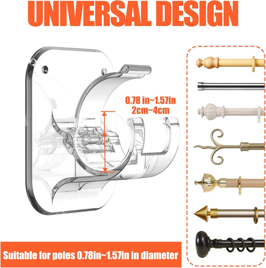 Adhesive Curtain Rods No Drilling Holder,No Drill Curtain Rod Brackets,Renter Friendly Curtain Hooks for V1258-DP02-F-614